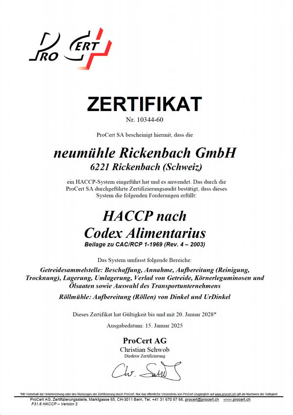 Zertifizierung nach HACCP